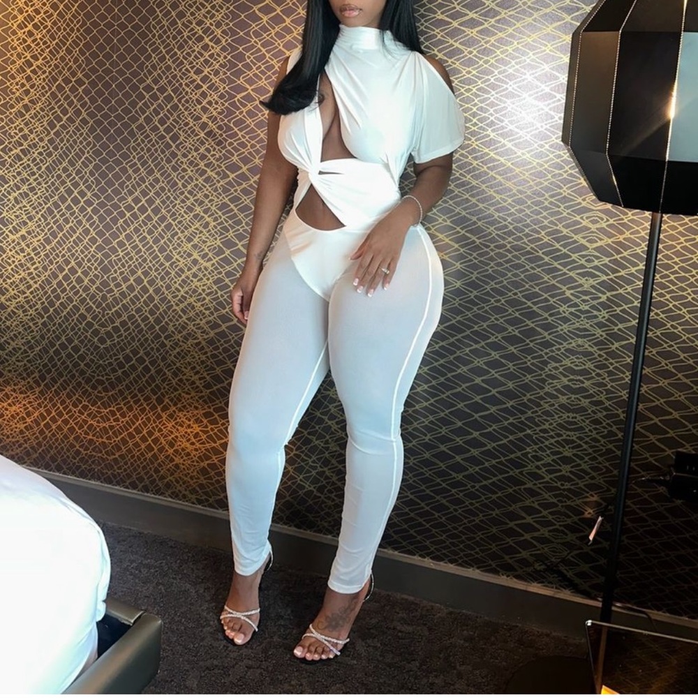 White Cut out jumpsuit